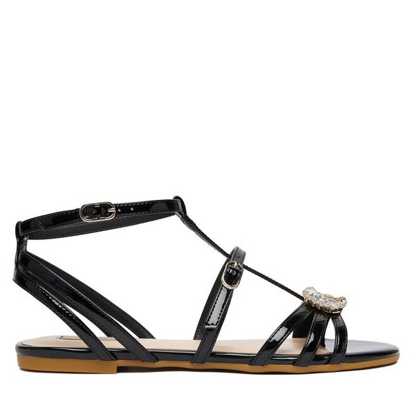 Sandały Liu Jo. Czarne sandały Liu Jo, bez wzorów, bez obcasa, na płaskiej podeszwie, bez zapięcia. Za 559.99 zł.