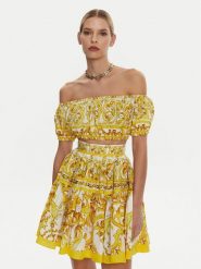 Dolce&Gabbana Bluzka F755RT HH5BA Żółty Regular Fit. Żółte bluzki Dolce&Gabbana, bez wzorów, z bawełny, bez kołnierzyka, bez ramiączek. Za 2,549.00 zł.