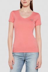 GUESS Różowy damski t-shirt Mini Triangle. Czerwone t-shirty Guess, s, z aplikacjami, bez kołnierzyka, bez ramiączek. W wyprzedaży za 119.99 zł.
