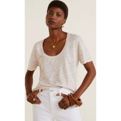 Mango - Bluzka Lin. Bluzki Mango, s, bez wzorów, ze lnu, bez kołnierzyka, bez ramiączek. W wyprzedaży za 49.90 zł.