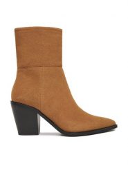 JENNY Botki CEO-HY23222S-1 Beżowy. Brązowe botki Jenny, bez wzorów, z materiału, bez obcasa, na słupku, bez zapięcia. Za 179.99 zł.