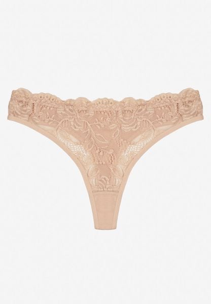 Beżowe Koronkowe Majtki Stringi z Bawełny Venalora. Brązowe stringi Born2be, bez wzorów, z bawełny. Za 4.99 zł.