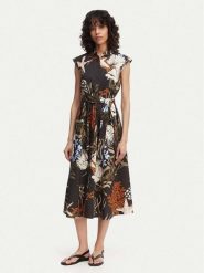 Marella Sukienka koszulowa Padana 2613221202 Czarny Regular Fit. Czarne sukienki Marella, bez wzorów, z bawełny, bez kołnierzyka, bez ramiączek, koszulowe. Za 1,459.00 zł.