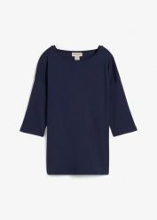 Bluzka z czystej bawełny. Niebieskie bluzki bonprix, bez wzorów, z bawełny, bez kołnierzyka, bez ramiączek. Za 64.99 zł.