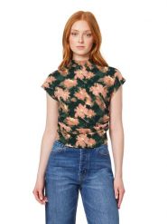 Scotch & Soda Koszulka w kolorze ciemnozielono-jasnoróżowym rozmiar: L. Zielone bluzki Scotch & Soda, l, bez wzorów, bez kołnierzyka, bez ramiączek. Za 119.95 zł.