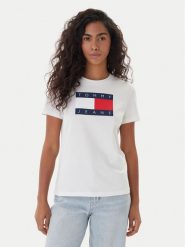 Tommy Jeans T-Shirt Flag DW0DW22562 Écru Regular Fit. T-shirty Tommy Jeans, xxs, bez wzorów, z bawełny, bez kołnierzyka, bez ramiączek. Za 149.99 zł.