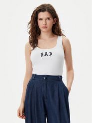 Gap Top 585421-01 Biały Slim Fit. Białe topy GAP, s, bez wzorów, z bawełny, bez kołnierzyka, bez ramiączek. Za 59.99 zł.