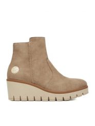 Rieker Botki CEO-Y5065-64 Beżowy. Brązowe botki Rieker, bez wzorów, z materiału, bez obcasa, na koturnie, bez zapięcia. Za 369.99 zł.