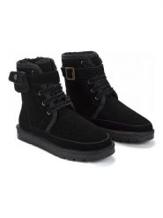 NICEBAY Skorzane kozaki zimowe "Gayana" w kolorze czarnym rozmiar: 39. Czarne kozaki NICEBAY, na zimę, z materiału, bez obcasa, bez zapięcia. Za 291.51 zł.