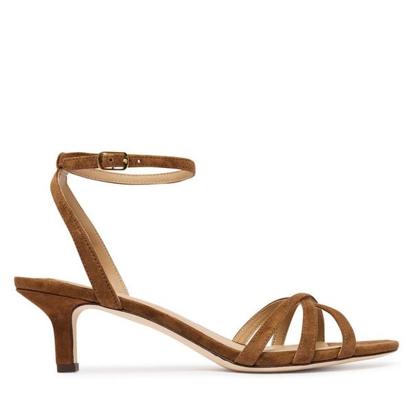 Sandały LAUREN RALPH LAUREN. Brązowe sandały Lauren Ralph Lauren, bez wzorów, bez obcasa, na szpilce, bez zapięcia. Za 656.99 zł.