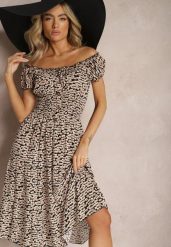Czarno-Beżowa Rozkloszowana Sukienka z Wiskozy Midi z Guzikami Firla. Czarne sukienki Renee, m, bez wzorów, z wiskozy, eleganckie, bez kołnierzyka, bez ramiączek, midi, rozkloszowane. Za 69.99 zł.
