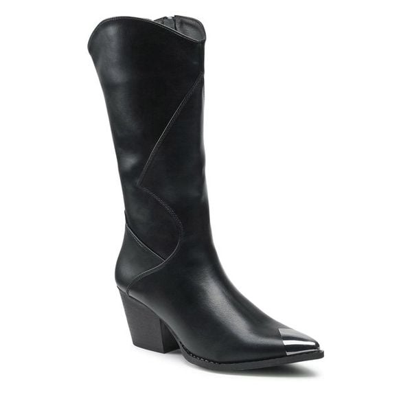 Kozaki DeeZee. Czarne kozaki DeeZee, bez obcasa, na słupku, bez zapięcia. Za 119.99 zł.