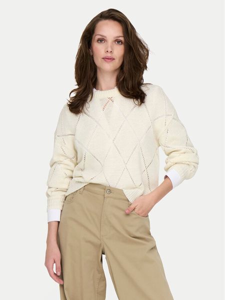 ONLY Sweter Geena 15339575 Écru Relaxed Fit. Białe swetry Only, s, bez wzorów, z syntetyku, bez ramiączek. Za 84.99 zł.