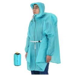 Peleryna przeciwdeszczowa Sleeve Zipper. Niebieskie kurtki sportowe 3F UL GEAR, bez wzorów, bez kaptura, trekkingowe. Za 189.99 zł.