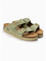 Sunbay Skórzane klapki "Trefle" w kolorze khaki rozmiar: 38. Brązowe klapki Sunbay, bez wzorów, z otwartym noskiem, bez obcasa. Za 224.52 zł.