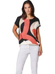 WITT WEIDEN Bluzka w kolorze kremowo-czarno-pomarańczowym rozmiar: 40. Brązowe bluzki WITT WEIDEN, bez wzorów, bez kołnierzyka, bez ramiączek. Za 83.42 zł.