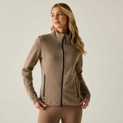 Damska bluza polarowa Elzie z zamkiem błyskawicznym. Brązowe bluzy Regatta, bez wzorów, z dzianiny, bez kaptura. Za 299.99 zł.