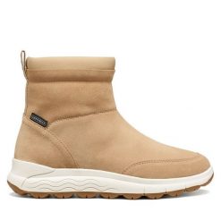 Botki Geox. Brązowe botki Geox, bez wzorów, bez obcasa, na płaskiej podeszwie, bez zapięcia. Za 769.99 zł.
