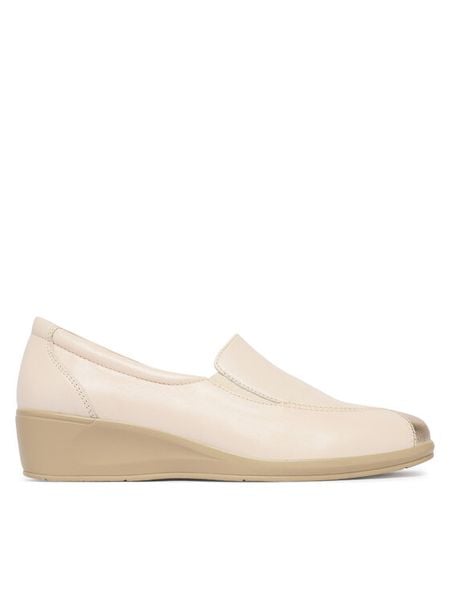 Caprice Półbuty 9-24350-45 Beżowy. Brązowe czółenka Caprice, bez wzorów, ze skóry, bez obcasa, na koturnie, bez zapięcia. Za 210.99 zł.