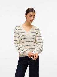 Vero Moda Sweter w kolorze kremowym rozmiar: L. Brązowe swetry Vero Moda, l, bez wzorów, z materiału, bez ramiączek. Za 113.10 zł.