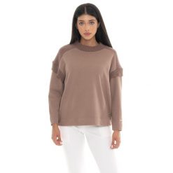 Leone 1947 Warm Touch Women, bluza, Rundhalsausschnitt und Strickeinsätzen. Brązowe bluzy LEONE 1947 APPAREL, bez wzorów, z elastanu, bez kaptura. W wyprzedaży za 157.01 zł.