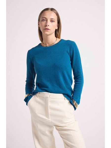 Maison Héritage Cashmere Kaszmirowy sweter w kolorze niebieskim rozmiar: XL. Niebieskie swetry Maison Héritage Cashmere, xl, bez wzorów, z kaszmiru, bez ramiączek. Za 349.73 zł.