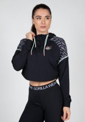 Zion Cropped Bluza z kapturem - Czarny. Czarne bluzy sportowe GORILLA WEAR, l, bez wzorów, z elastanu, z kapturem. Za 289.25 zł.