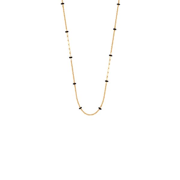 Naszyjnik Sublime z czarną emalią pozłacany. Czarne naszyjniki Lilou, pozłacane. Za 149.00 zł.