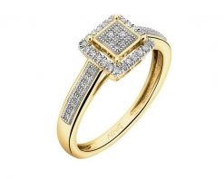 Pierścionek z żółtego złota z diamentami - 0,14 ct - próba 585. Żółte pierścionki Apart, z diamentem, złote. Za 3,190.00 zł.