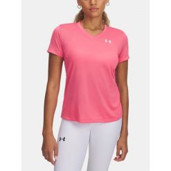 Koszulka Damska Sportowa Under Armour Tech Ssv. Czerwone koszulki sportowe Under Armour, bez wzorów, bez ramiączek, na fitness i siłownię. W wyprzedaży za 81.75 zł.