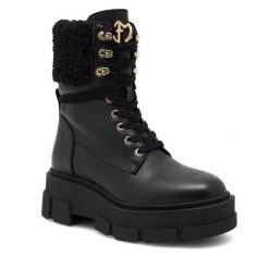 Trzewiki Eva Minge. Czarne botki Eva Minge, bez wzorów, bez obcasa, na płaskiej podeszwie, bez zapięcia. Za 479.99 zł.