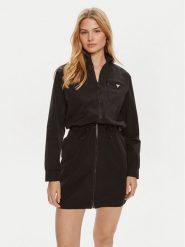 Guess Sukienka codzienna Aurelie V4YK01 WG982 Czarny Regular Fit. Czarne sukienki Guess, na co dzień, xxs, z aplikacjami, z syntetyku, bez kołnierzyka, bez ramiączek, proste. Za 499.99 zł.