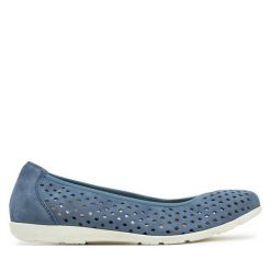 Baleriny Caprice. Niebieskie baleriny Caprice, bez wzorów, bez obcasa. Za 269.99 zł.