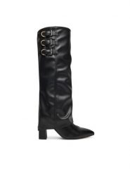 Guess Kozaki FLFGAR ELE11 Czarny. Czarne kozaki Guess, ze skóry, bez obcasa, na słupku, bez zapięcia. Za 1,139.00 zł.