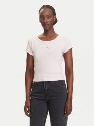 Calvin Klein Jeans T-Shirt LV047C200G Różowy Slim Fit. Czerwone t-shirty Calvin Klein Jeans, xl, bez wzorów, z bawełny, bez kołnierzyka, bez ramiączek. Za 159.99 zł.