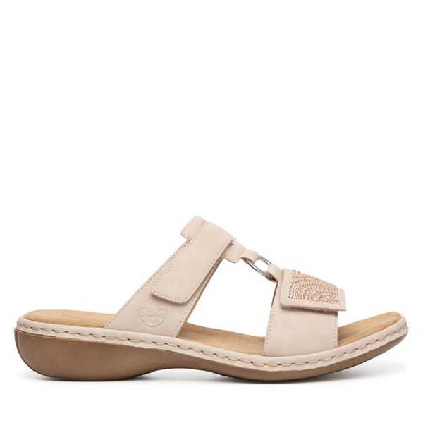 Klapki Rieker. Czerwone klapki Rieker, bez wzorów, bez obcasa. Za 299.99 zł.