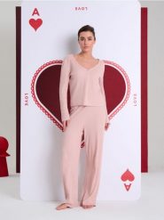 Piżama dwuczęściowa z domieszką wiskozy - różowy. Czerwone piżamy Sinsay, bez wzorów, z wiskozy, bez ramiączek. Za 59.99 zł.