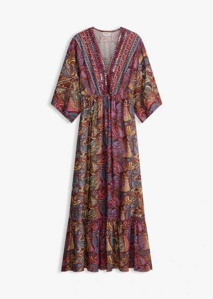 Długa sukienka z lejącej wiskozy. Czerwone sukienki bonprix, bez wzorów, z wiskozy, eleganckie, bez kołnierzyka, bez ramiączek, maxi. Za 229.99 zł.