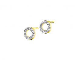Kolczyki z żółtego złota z diamentami - kółka - 0,03 ct - próba 375. Żółte kolczyki Apart, z diamentem, złote. Za 559.00 zł.