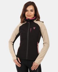 Damska kurtka softshell Kilpi BALEO-W. Brązowe kurtki narciarskie Kilpi, bez wzorów, z materiału, bez kaptura, do biegania. Za 398.50 zł.