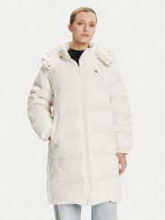 Calvin Klein Jeans Płaszcz zimowy Essential LV047D502G Beżowy Regular Fit. Brązowe płaszcze Calvin Klein Jeans, na zimę, s, bez wzorów, z jeansu, bez kaptura. Za 1,299.00 zł.