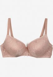 Różowy Biustonosz Full Cup z Koronki Ozdobiony Cyrkoniową Zawieszką Eanessa. Czerwone biustonosze Renee, bez wzorów, z koronki. Za 39.99 zł.