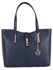 Mia Tomazzi Skórzana torebka "Como" w kolorze granatowym - 35 x 28 x 14 cm rozmiar: onesize. Niebieskie torby na ramię Mia Tomazzi, bez wzorów, z materiału, na ramię, bez dodatków. Za 404.99 zł.