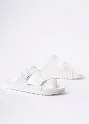 Birkenstock Arizona Essentials Klapki damskie białe. Białe klapki Birkenstock, bez wzorów, bez obcasa. Za 229.99 zł.