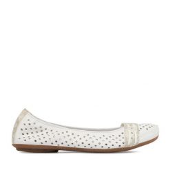 Baleriny Rieker. Białe baleriny Rieker, bez wzorów, bez obcasa. Za 279.99 zł.