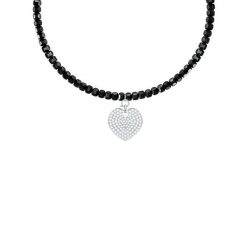 Naszyjnik z kamieni agat z zawieszką serce z białymi cyrkoniami posrebrzany. Białe naszyjniki Lilou, z agatem, posrebrzane. Za 517.00 zł.