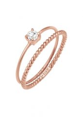 Elli Damski zestaw pierścieni Twisted Trend Blogger z cyrkoniami w pozłacanym srebrze próby 925 Sterling Silver Pierścionki 1 ct. Szare pierścionki Elli, z cyrkonią, pozłacane. Za 293.99 zł.