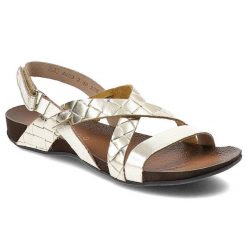 Złote Sandały Armodo Eleganckie Buty Damskie. Żółte sandały Armodo, bez wzorów, eleganckie, bez obcasa, bez zapięcia. Za 242.99 zł.