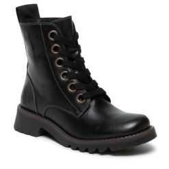 Botki Fly London. Czarne botki Fly London, bez wzorów, bez obcasa, na płaskiej podeszwie, bez zapięcia. Za 739.99 zł.