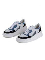 Anna Morellini Skórzane sneakersy "Eviradia" w kolorze biało-niebieskim rozmiar: 38. Białe trampki Anna Morellini, bez wzorów, bez zapięcia. Za 339.00 zł.